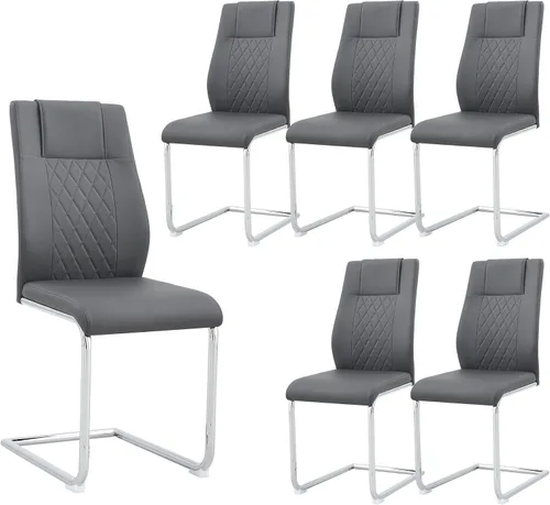 Miniatura 17 de Sillas De Comedor - Juego de 4 sillas de comedor modernas para cocina, con asiento tapizado de piel sintética, patas de metal con respaldo alto