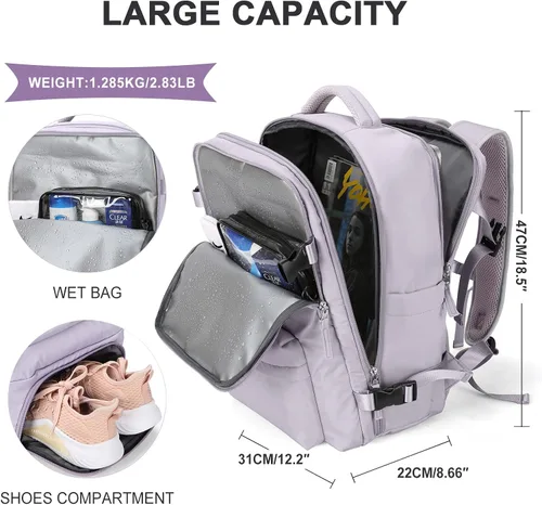 Miniatura 2 de WONHOX Mochila de Viaje Grande Equipaje de Mano Aprobada para Vuelo Mochila de Trabajo y Negocios para Portátil para Mujeres y Hombres Mochila