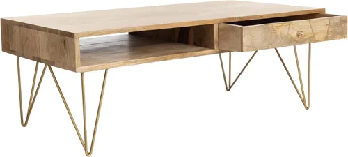Miniatura 12 de Safavieh Home Collection Mesa de centro con patas de horquilla de latón y lavado blanco de mediados de siglo de caléndula Blanco lavado y latón