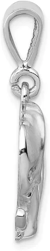 Miniatura 2 de Colgante de elefante de oro blanco sólido de 14 quilates (0,75 x 0,98 pulgadas)