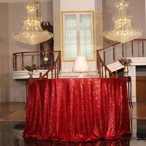 Miniatura 53 de PartyDelight Mantel de lentejuelas redondo de 50 pulgadas, color dorado claro, adorno de mesa para decoración de bodas, fiestas, cumpleaños