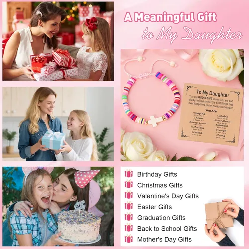 Miniatura 57 de Regalos navideños para niños, niñas adolescentes, mujeres, linda pulsera de cruz para niñas, regalos de Navidad cristianos para mujeres, ideas
