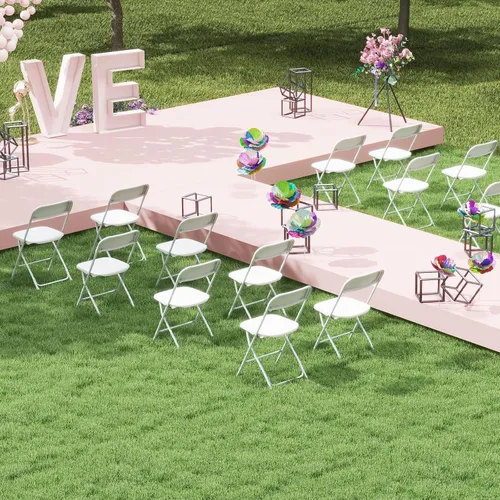 Miniatura 7 de Giantex Silla plegable con asiento y respaldo de plástico, marco de metal resistente, capacidad estática de 770 libras, asiento comercial