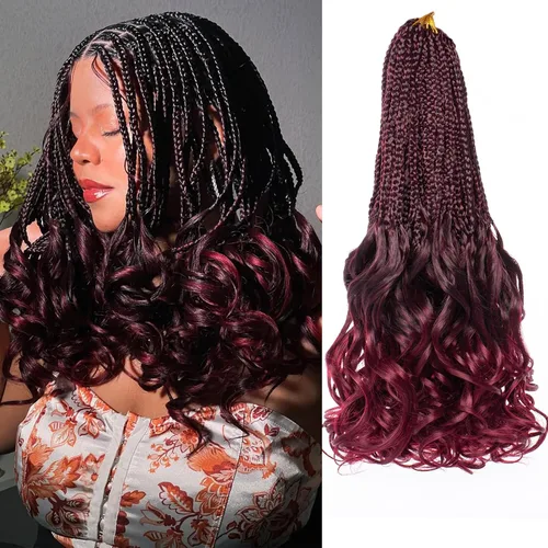 Miniatura 27 de COOKOO 10 pulgadas, 9 paquetes (135 hebras), trenzas de ganchillo rizadas francesas negras, trenzas de ganchillo negras con extremos ondulados