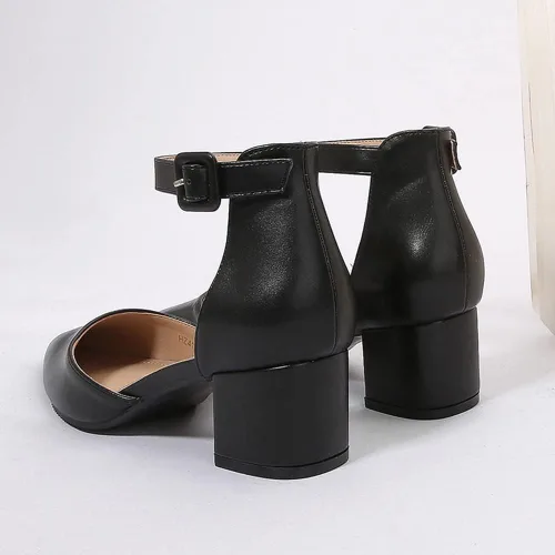 Miniatura 7 de Amoji Zapatos de vestir con tacón de bloque con punta puntiaguda de 2 pulgadas con correa de tobillo 412