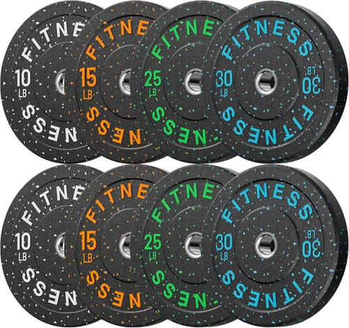 Miniatura 26 de Discos de peso olímpicos de 2 pulgadas y caucho para barras, discos para gimnasio en casa, entrenamiento de fuerza y levantamiento de pesas, 10 a