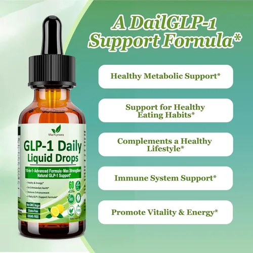 Miniatura 4 de Gotas líquidas de apoyo GLP-1, fórmula 10 en 1 con berberina, canela de Ceilán, fibra prebiótica y extracto de té verde Apoyo para el metabolismo