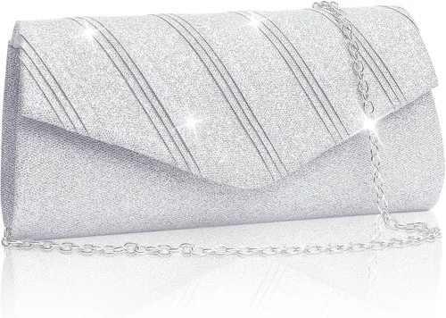 Miniatura 8 de Larcenciel Bolsos de noche para mujer, bolsos de mano con sobre con purpurina, bolso formal para mujer, para citas, salidas nocturnas, fiestas, 8.7