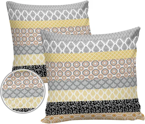 Juego de 2 fundas de almohada impermeables para exteriores, color amarillo, bohemio, a rayas, tribal, vingtage, lumbar, de 16 x 16 pulgadas, estilo