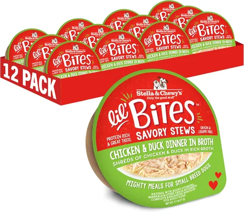 Miniatura 10 de Stella & Chewy's Lil Bites - Guisos salados para razas pequeñas, cena de pollo y pavo en caldo, tazas de 2.7 onzas (paquete de 12)