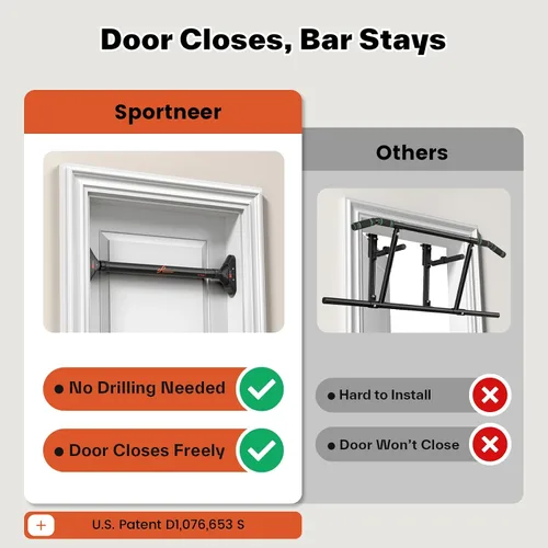 Miniatura 3 de Sportneer Pull Up Bar Doorway Chin Up Bar No Screws Door Frame Chin Up Push Up Sit Up Bar Adjustable 75-94cm (29.5''-37'') Up to 200kg Capacity