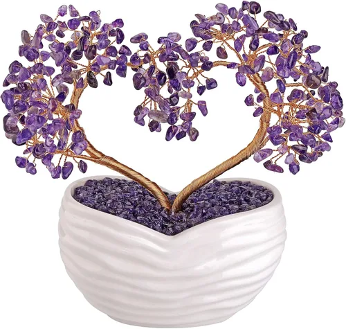 Miniatura 11 de GEHECRST Árbol de aventurina verde con cristales curativos de corazón, árbol de dinero, piedras preciosas de reiki, árboles bonsái de cuarzo, adorno