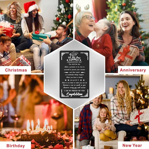 Miniatura 3 de Levole Regalos de graduación para hombres y niños, tarjeta de felicitación para graduación de hijo, regalo con texto en inglés "I am So Proud of