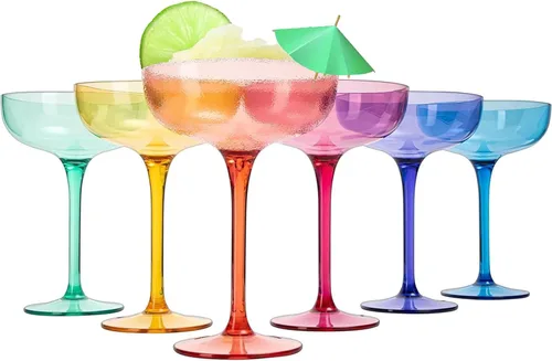 Vasos irrompibles de plástico acrílico a prueba de roturas para Martini, Margarita, champán y cóctel, vasos grandes tipo copa de 15 onzas, juego de