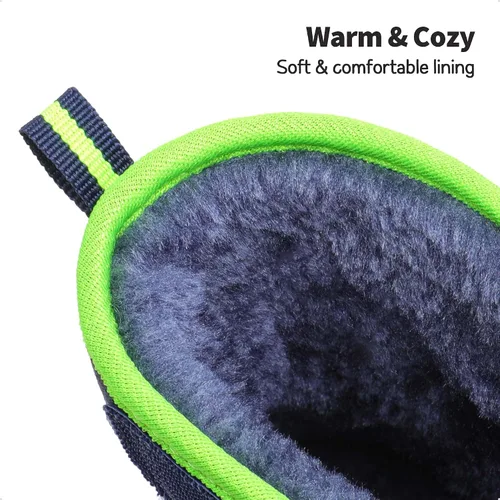 Miniatura 4 de DREAM PAIRS Botas de nieve para niños y niñas, con ranura de cápsula espacial, con velcro y forro de piel sintética, ligeras, a media pantorrilla