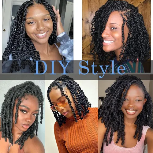 Miniatura 7 de Marley Twist - Cabello trenzado de 10 pulgadas, cabello trenzado preseparado y afro trenzado, 8 paquetes para rastas sintéticas desgastadas