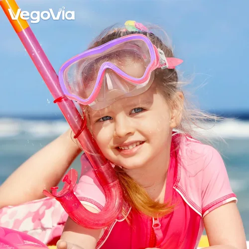 Miniatura 7 de VegoVia Gafas de natación para niños con cubierta para la nariz, antiempañamiento de visión amplia, máscara de natación transparente para niños