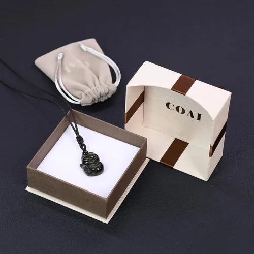 Miniatura 7 de COAI Collar con colgante de zorro de piedra para hombre y mujer, Piedra, Jaspe