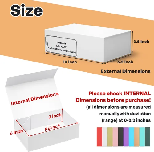 Miniatura 2 de RYDDOY Caja de Regalo Blanca, 9.5x6x3'' Cajas de Regalo para Regalos con Tapas Cierre Magnético Rectangular Plegable para Caja de Propuesta de Dama