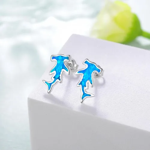 Miniatura 2 de Aretes de tiburóntortuga marinaballena asesinamantarraya para mujer, aretes de plata de ley 925 con diseño de océano, bonitos regalos de joyería