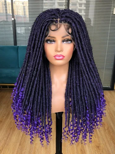 ANNISOUL Pelucas de rastas sintéticas para mujeres negras, encaje completo, rizado, diosa, rastas sintéticas de ganchillo con extremos rizados,