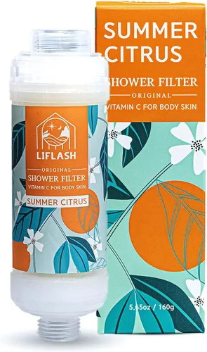 LIFLASH Filtro de ducha de vitamina C para agua dura, purificador suavizante de aromaterapia, ayuda con piel más suave y mejora del cabello, para