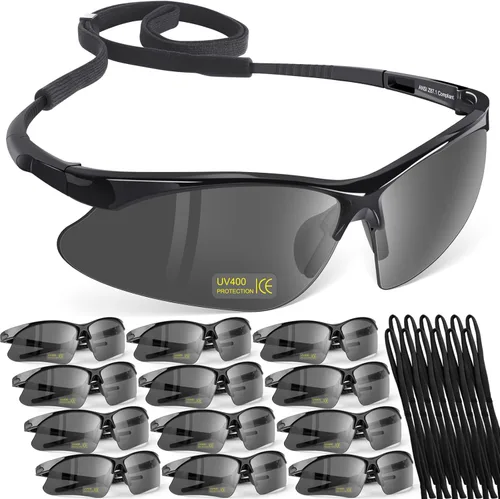 Miniatura 10 de OXG 12 unidades gafas de seguridad antivaho para hombres, gafas de seguridad ANSI Z87.1 resistentes a impactos y arañazos para la protección