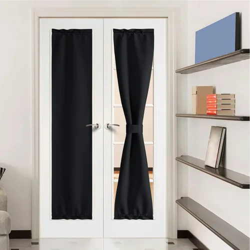 Miniatura 13 de NICETOWN Cortinas opacas unicolor con aislamiento térmico para puerta francesa, granja, oscurecimiento de habitación, puertas y ventanas de Marrón