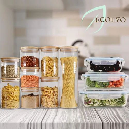 Miniatura 7 de Tarros de vidrio con tapas de bambú (16 onzas en 9 unidades), juegos de tarros y recipientes para alimentos con tapas, tarros de almacenamiento