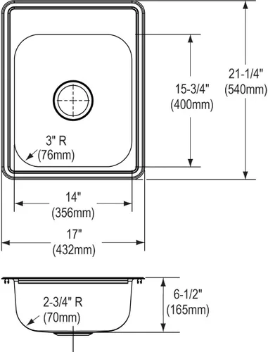 Miniatura 10 de Elkay D11721 Dayton Fregadero de Barra de Acero Inoxidable de 17" de Instalación Empotrada de Una Sola Cubeta - 3 Orificios para Grifería