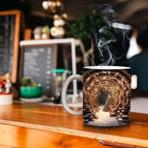 Miniatura 3 de Taza de café 3D con agujero en una pared de 11 onzas, diseño de estante de biblioteca, taza multiusos para el espacio creativo, regalo