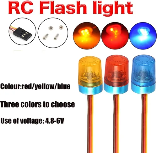 Miniatura 7 de 2 luces LED ultra brillantes de policía, lámpara estroboscópica de flash giratorio, 5 modos para 1/8 1/10 1/14 RC coche extinción de incendios