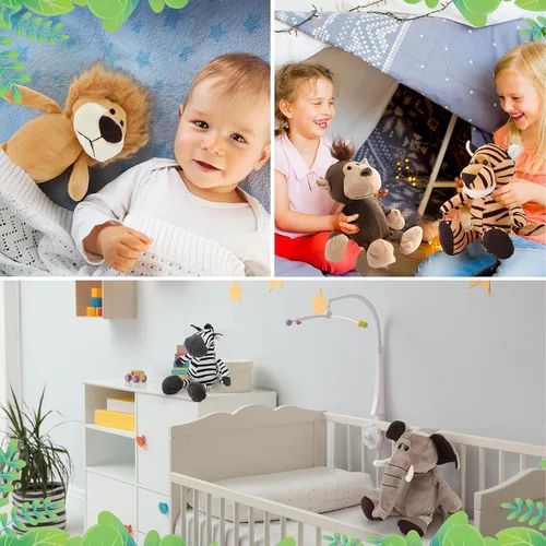 Miniatura 5 de HyDren Juego de 12 animales de peluche de safari de 8 pulgadas, animales de la selva, para niños y niñas, animales del bosque de felpa, león