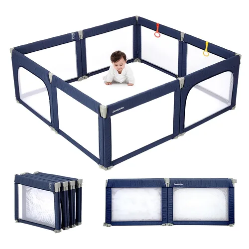 Miniatura 12 de Dora dotey Corralito gris claro para bebés y niños pequeños, plegable y ajustable, 71 x 59 x 27 pulgadas Plegable Gris Claro