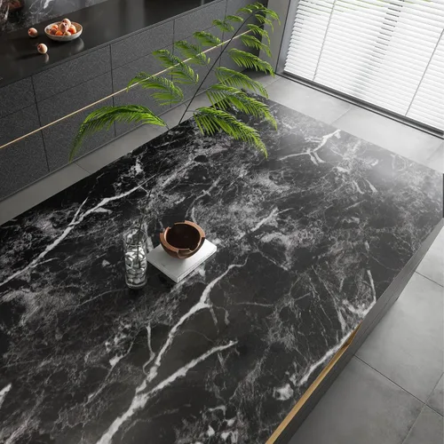 Miniatura 9 de Abyssaly Papel adhesivo de mármol negro, papel tapiz de granito para encimeras, autoadhesivo, impermeable, grueso, para cocina, baño y muebles, 11.8