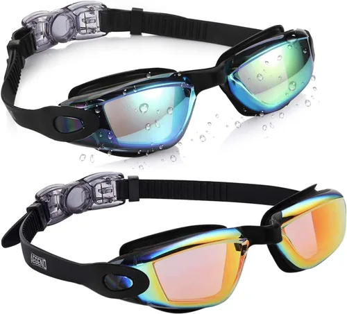 Miniatura 14 de Aegend - Gafas de natación de 2 unidades, gafas de natación para niños, niños y niñas de 3 a 14 años Azul y verde claro