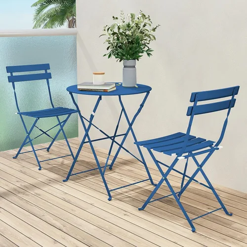 Miniatura 10 de Grand patio Juego de muebles plegables de 3 piezas para exteriores con marco de acero de primera calidad, diseño portátil para bistró y balcón Verde