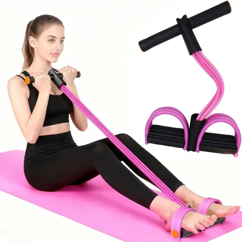 Banda de resistencia con mango de pedal, 6 tubos elásticos de látex natural, cuerda de tracción, bandas de fitness para piernas, brazos, abdomen,
