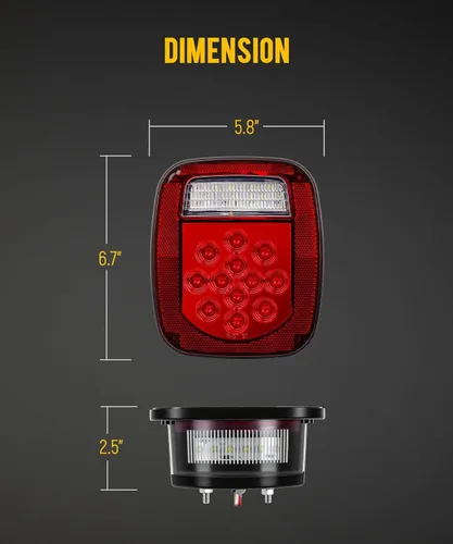 Miniatura 6 de Partsam 2x luces de freno y giro rojo/color blanco de 39 LED para camión, remolque, barco, RV, Jeep TJ CJ YJ JK rojo (Red Lens)
