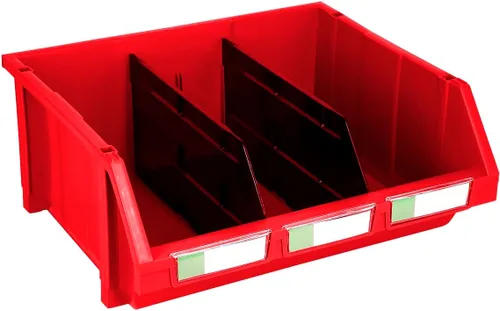 Miniatura 2 de Paquete de 2 cubos de almacenamiento apilables rojos extragrandes – 16.5 x 14.5 x 6.9 pulgadas, organizador resistente, diseño colgante y de ROJO 2