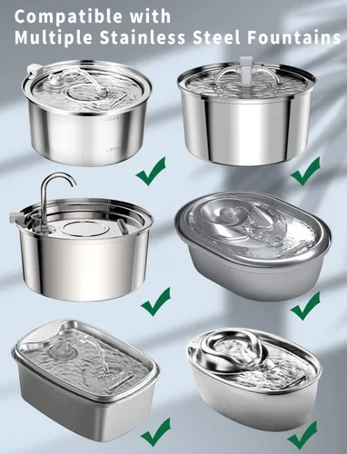Miniatura 2 de Filtros de fuente de agua para gatos (4+4), repuesto para 3.2L/108oz (2L/67oz) de acero inoxidable para mascotas, agua de perro, 4 piezas de carbono