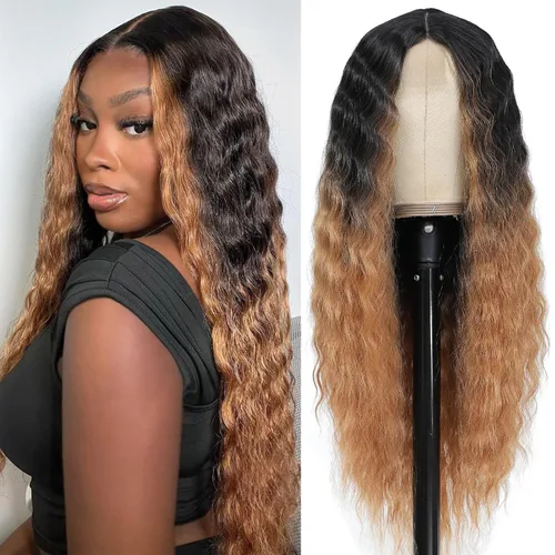 Miniatura 8 de INSTASTYLE Pelucas Rizadas Sintéticas de 30 Pulgadas para Mujeres Peluca de Cabello Largo Negro Frente de Encaje 4" Cuero Cabelludo Simulado Natural