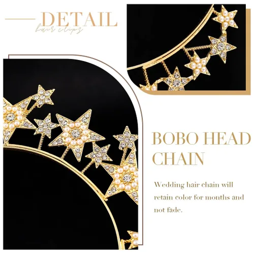 Miniatura 4 de Fashey Diadema de estrella plateada con halo de estrellas, accesorios para el cabello para mujer (dorado)