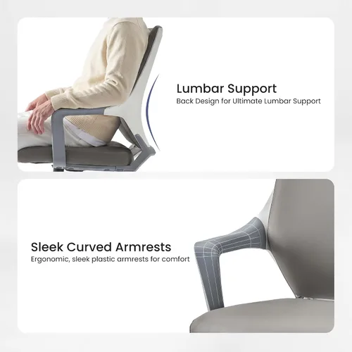 Miniatura 4 de EUREKA ERGONOMIC Dorian - Silla de oficina ejecutiva con soporte lumbar curvado, silla de escritorio de cuero regenerado con respaldo medio