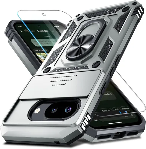 Miniatura 22 de Janmitta - Funda compatible con Google Pixel 9 Pro XL con cubierta deslizante para lente de cámara incorporada + protector de pantalla + soporte