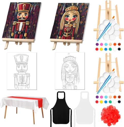 Miniatura 14 de Zhanmai 112 Piezas Kit de Sorber y Pintar para Adultos Noche de Cita Lienzo Predibujado Kit de Pintura para Parejas Pintura en Lienzo Arte