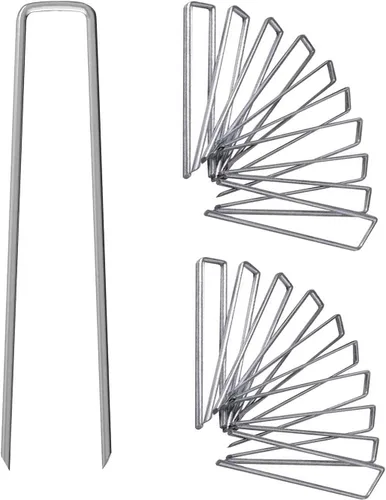 Estacas galvanizadas de 12 pulgadas para paisaje, 25, 50, 100 unidades, resistentes al óxido, estacas de tierra en forma de U para tela de césped