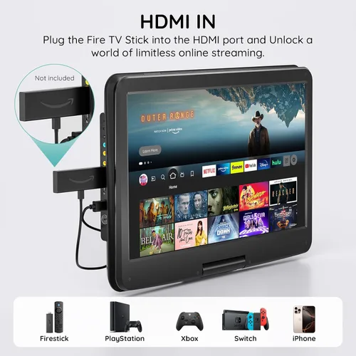 Miniatura 5 de Boifun Combo de reproductor de TV/DVD portátil de 17.5" con pantalla giratoria HD grande de 15.6", sintonizador ATSC de TV digital, batería