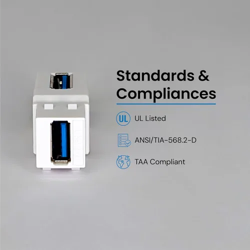 Miniatura 5 de ICC Acoplador modular USB 3.0 de 90 grados en blanco para estilo HD