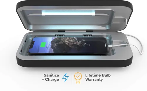 PhoneSoap 3 Desinfectante de teléfono celular UV y doble caja de carga universal para teléfono celular | Desinfectante de luz UV-C de 360 grados